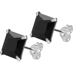 925er Silber Ohrstecker QUADRATISCHER KRISTALL