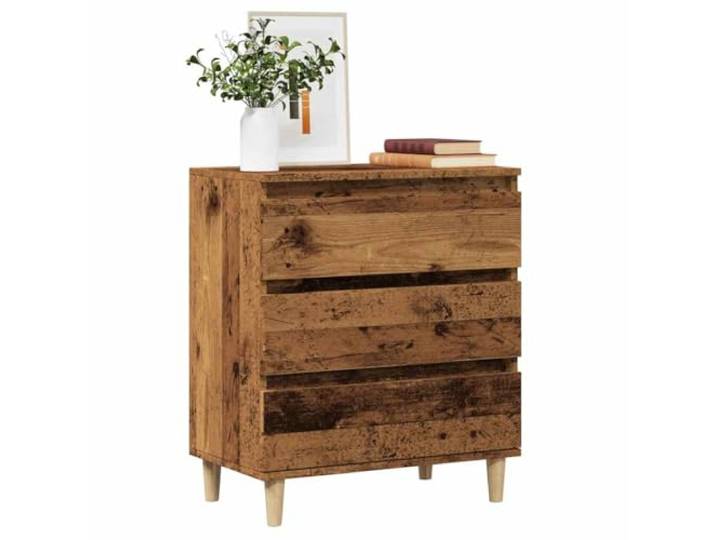 HEFZGDB Sideboard Weiß Altholz-Optik 60x35x70 cm Holzwerkstoff modern mit Holzbeinen für das Wohnzimmer, langlebig und feuchtigkeitsbeständig mit Schubladen für viel Stauraum, inklusive