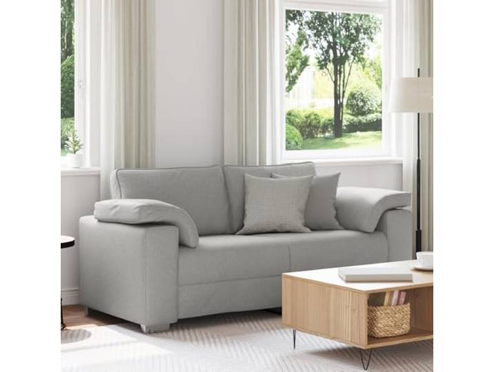 HEFZGDB Zeitgenössisches Sofa 140 cm Wolkengrau Stoff 2-Sitzer mit abnehmbaren Bezügen Bequeme Polsterung Modernes Design für Wohnzimmer Elegante Sitzgruppe Langlebige Materialien