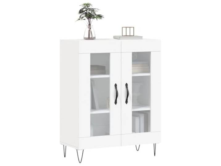 KTHLBRH Anrichte weiß 69,5 x 34 x 90 cm Holz mehrschichtig Glasdesign, Metallfüße, großer Stauraum, Ausstellungsfläche