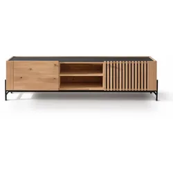 Massivholz »Ascona« Lowboard mit Anthrazitglas / Metallfüße