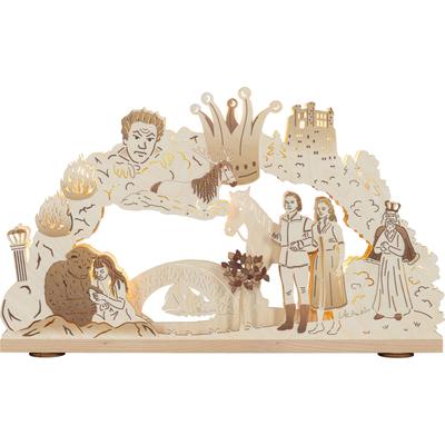 LED Schwibbogen SAICO ORIGINAL "3D-Lichterbogen "Das singende, klingende Bäumchen", beige (natur), Schwibbögen, B/H/T: 52cm x 32cm x 6cm, Holz teilmassiv, 52 x 32 x 6 cm, B:52cm H:32cm T:6cm