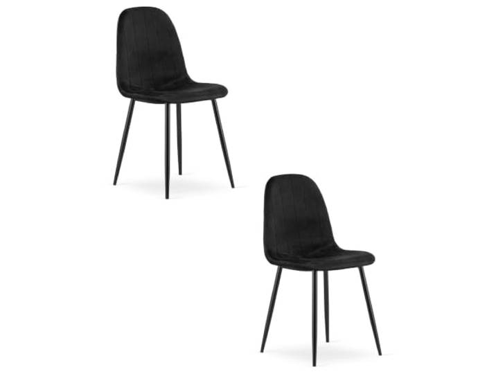 Esszimmerstühle LIVORA, Gepolsterter Stühle Esszimmer, Küchenstühle Esstisch Stühle Mit Velours Polster, Polsterstuhl Leicht zu Reinigen, Stuhl Esszimmer, Schwarz / Schwarze Beine - 2er