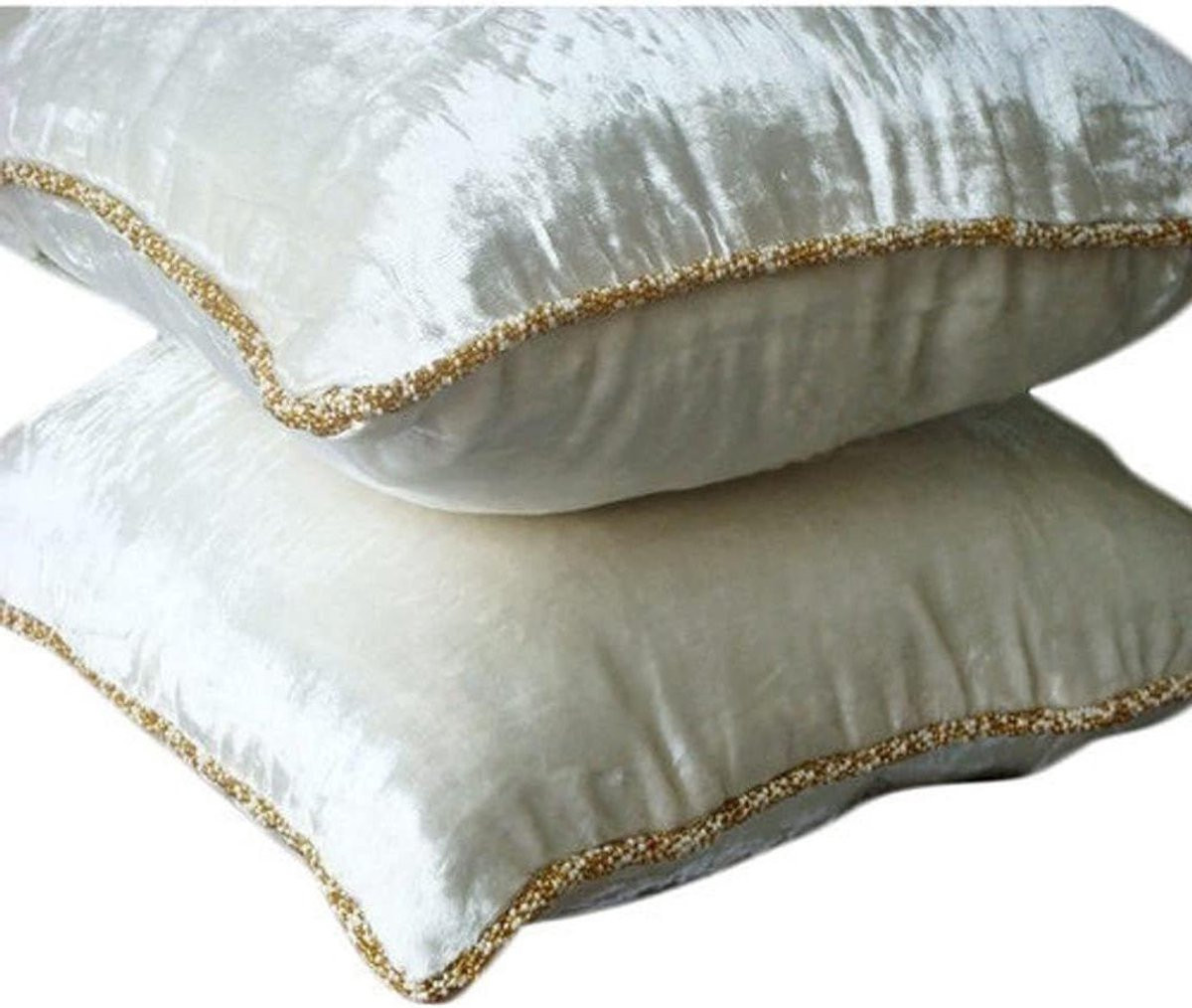 Handgemaakte Velvet Kussenhoes Wit Shimmer - 30 x 30 cm