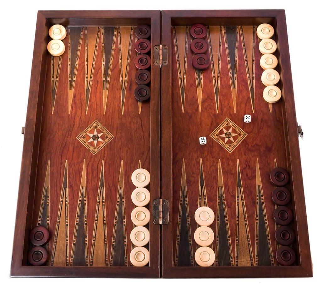 Backgammon-Spiel aus Holz, Luxusausgabe, 43 x 20 cm