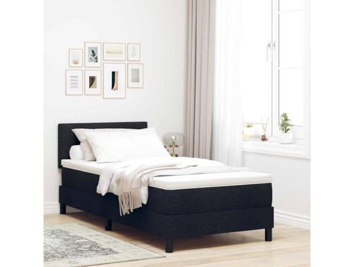 RJPLMFV Boxspringbett, Schwarz, 80 x 200 cm, Stoff Verstellbarer Kopf, 2 Ebenen, Memory-Schaum, Taschenfedern, massives Kiefernholz, modernes Design