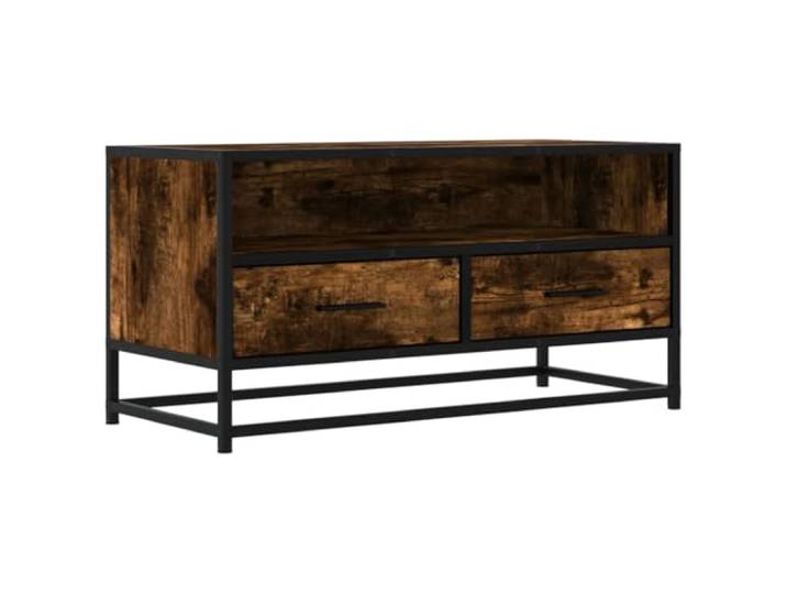 GKHPYURE TV-Schrank Eiche Rauchgrau 80 x 34,5 x 40 cm Spanplatte Metall Stabile Metallkonstruktion, großer Stauraum, robuste TV-Arbeitsplatte, einfache Reinigung