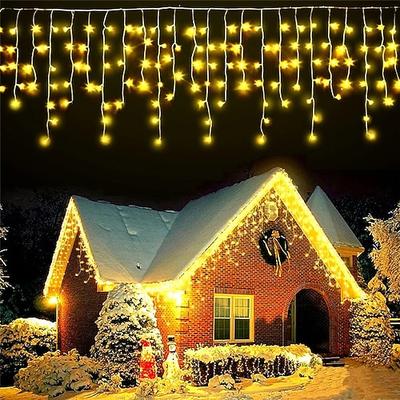 LED Eiszapfen Lichterkette Feiertag Vorhang Beleuchtung 3.5M 5M 216Leds für Neujahr Fenster Feiertag Party farbenfrohe Dekoration AC220V 230V 240V EU-Stecker