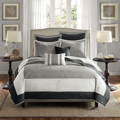 Jla Home/Bed Attingham Quilt Bed Set Gray, King / Cal King, Gray