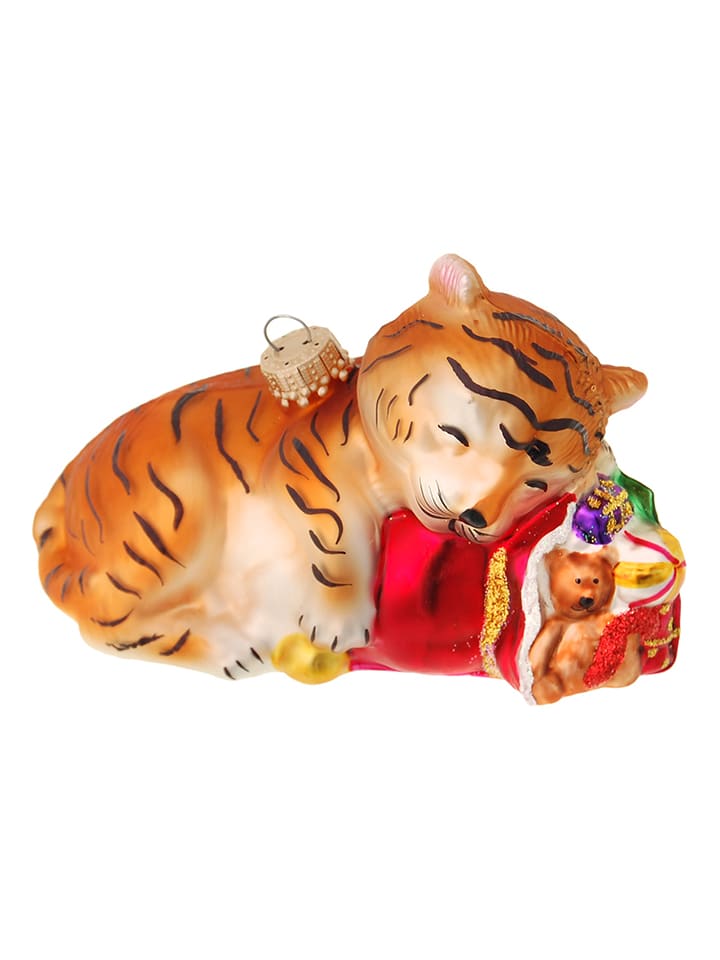 Krebs Glas Lauscha Christbaumornament "Babytiger" in Hellbraun - (L)10 cm - onesize