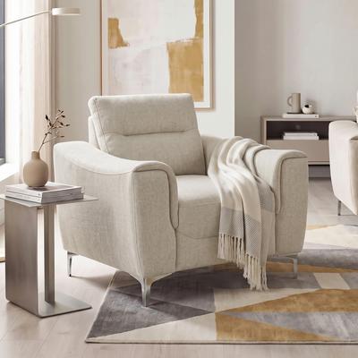 Furniture of America Luvia Modern Light Taupe Brown Herringbone Fabric Pattern Accent Chair