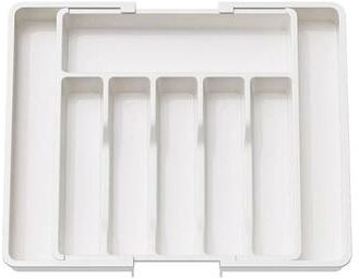 Uplift Essentials Expandable Cutlery And Silverware Drawer Organizer With Sliding Cover white