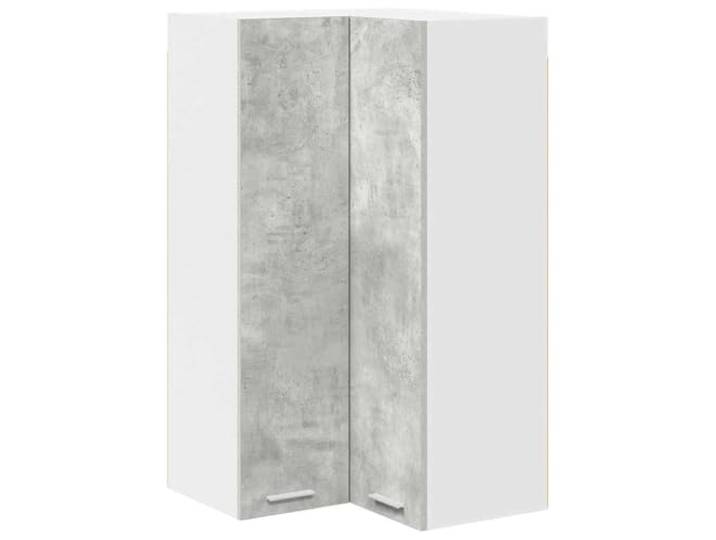 HKTMGDNG Eckschrank Hängeschrank Küche Betongrau Weiß 57x57x100cm Funktionaler Küchenhängeschrank für die Ecke schafft Ordnung und Stil im Essbereich oder Wohnraum.