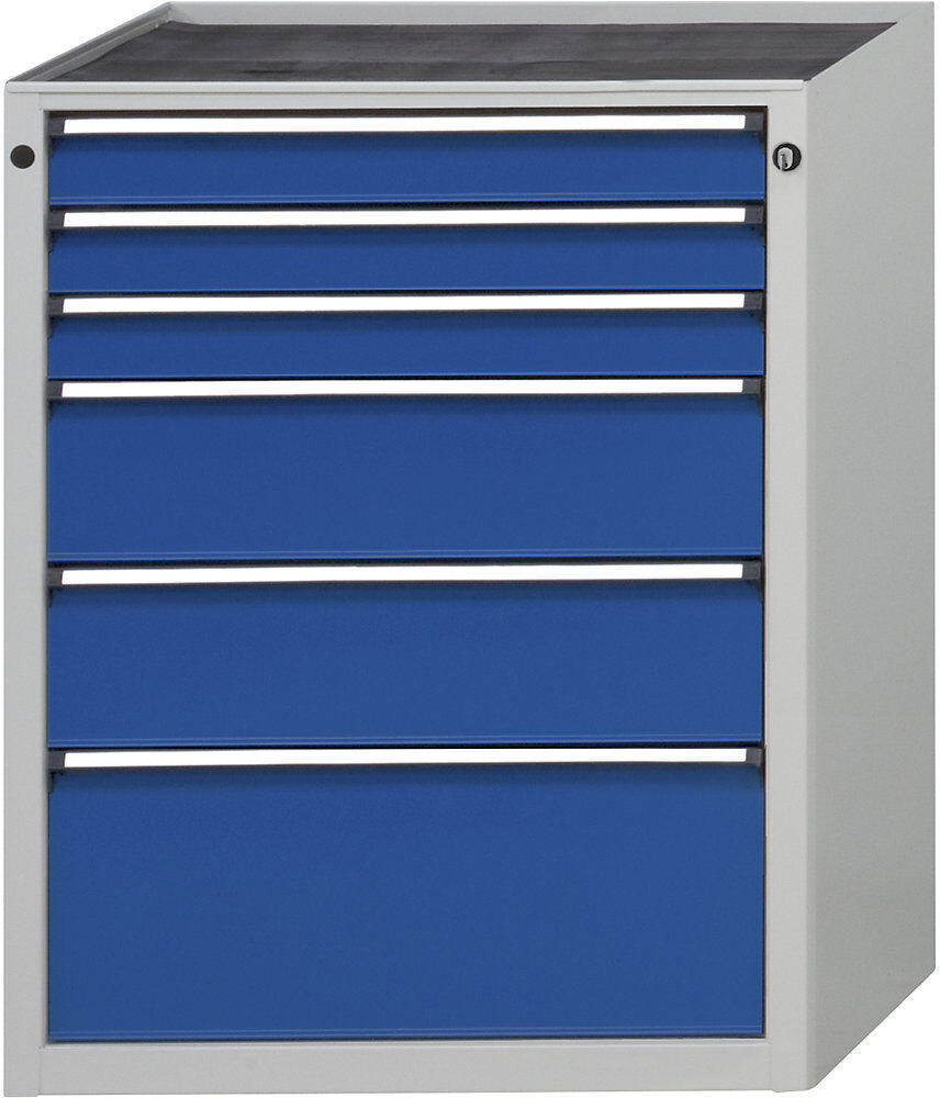 Schubladenschrank ohne Platte, Breite 760 mm, 6 Schubladen, Front enzianblau ANKE