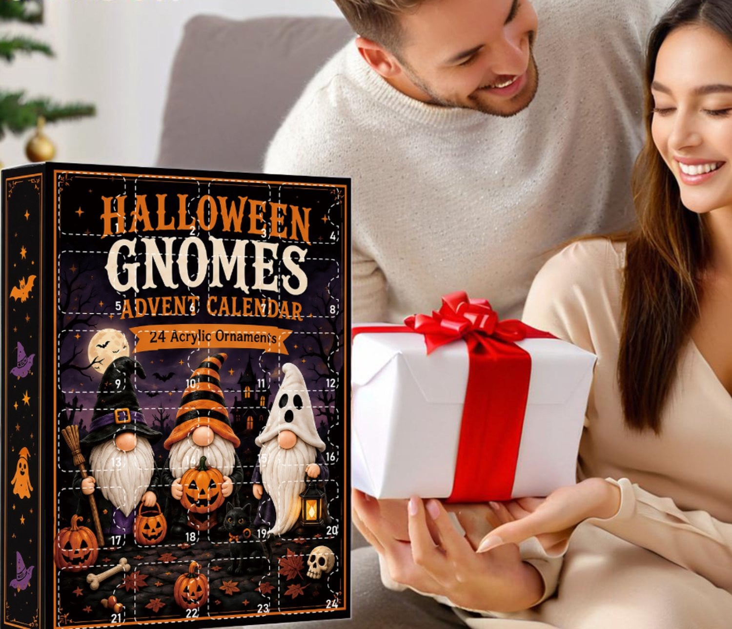 Halloween en Kerst adventkalender blind box met acrylornamenten voor volwassenen