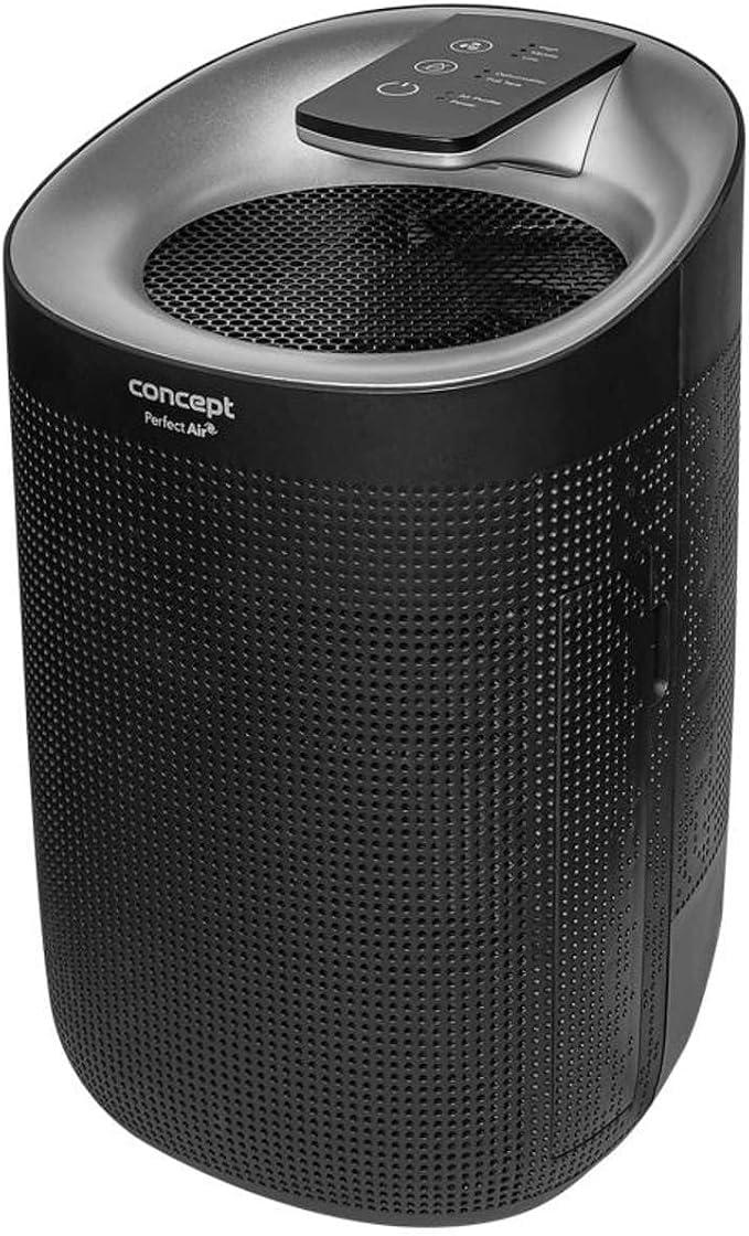 Perfect Air OV1210 2 in 1 Luftentfeuchter und Luftreiniger 750 ml/Tag für Räume bis 25m2 3-Stufen-Filtration Hepa 13 Kohlefilter Raumluftreiniger 1L (Schwarz)
