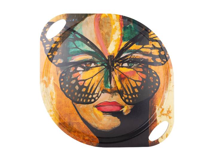 Carolina Gynning Plateau Golden Butterfly avec poignées 38x47 cm Orange-black