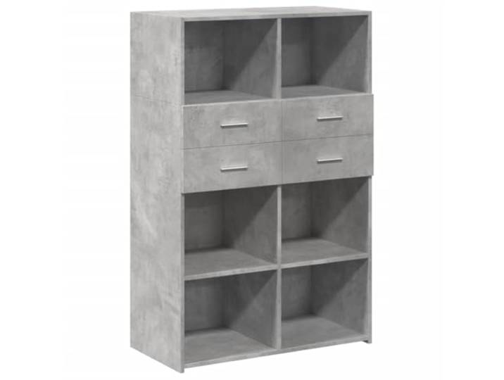 GHVBNMF Highboard Betongrau 80x42,5x124 cm Kommode Schrank Holzwerkstoff Stilvoller Lagerschrank in Betongrau mit Offenen Fächern für Wohnzimmer, Flur und Schlafzimmer, Maximale Belastbarkeit 100kg.