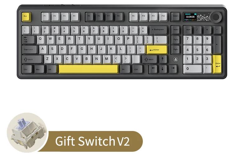 Gaming-Tastatur - AK980 V2 - Mechanisch - 98 Tasten - Bluetooth/2,4G/kabelgebunden - Hot-Swap - 2,9 cm TFT-Farbbildschirm - Gift Scroll