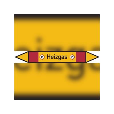 Rohrleitungskennzeichen Heizgas - 100x15 mm Folie selbstklebend