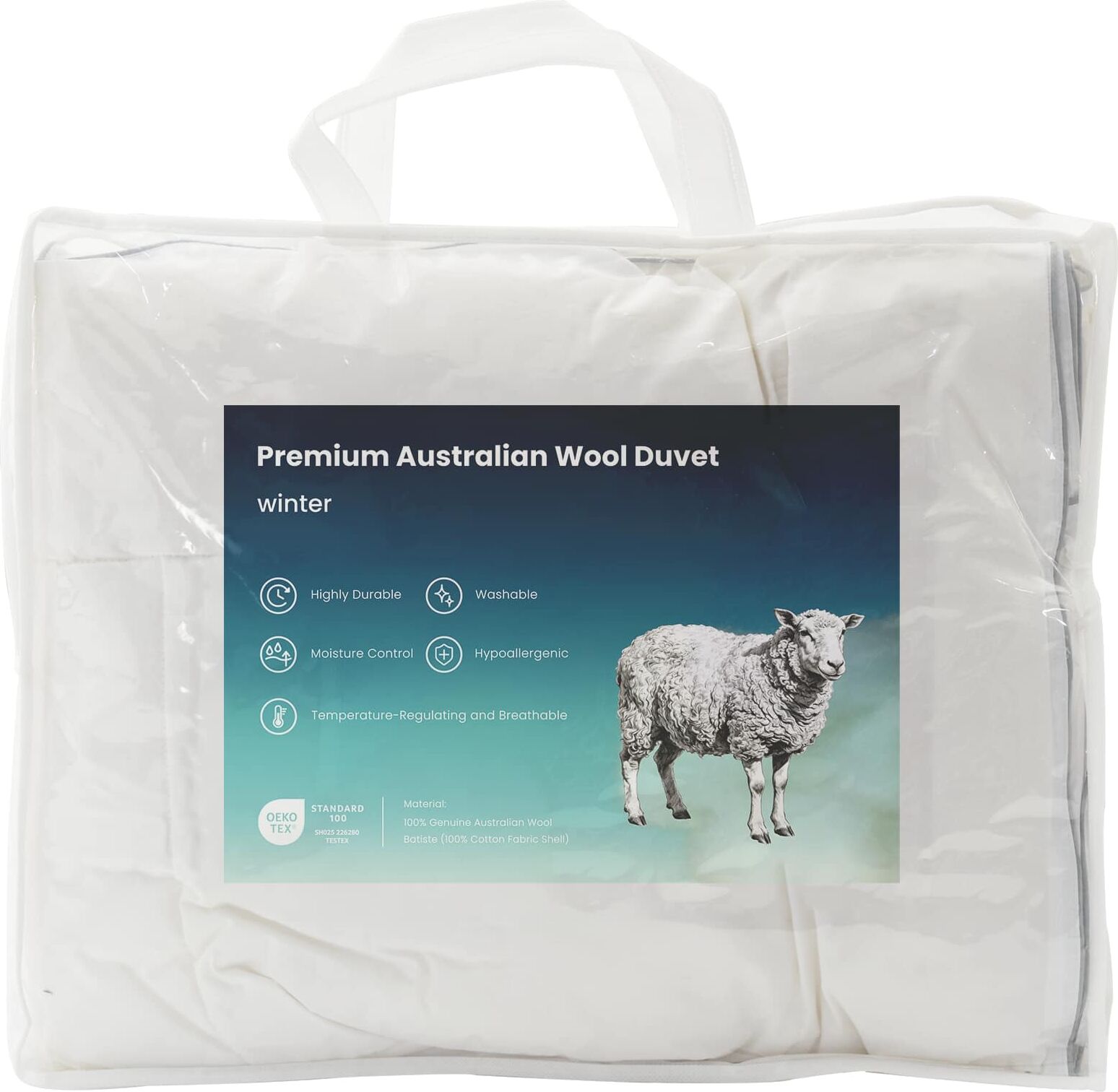 vidaXL Couette 152x203 cm Hiver 450 GSM Laine australienne Blanc