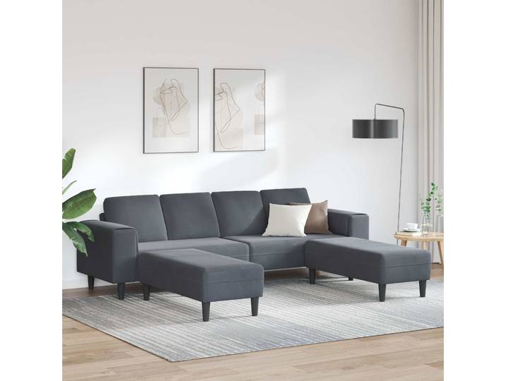 vidaXL Wohnzimmer Couch 3 stk. Dunkelgrau