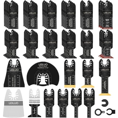 LEILUO 55-delige oscillerende multitool messenset met opbergtas, compatibel met DeWalt, Makita en Dremel