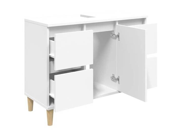 Elégant Armoire de salle de bain Blanc - Meuble d'évier blanc 80x33x60cm - bois d'ingénierie PRO8691655765675