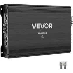 VEVOR Autoverstärker 4-Kanal, Endstufe Klasse AB Überbrückbar, Max. 4 x 250 W an 4 Ohm / 4 x 500 W an 2 Ohm, Hochleistungsverstärker für SUVs Pickups Geländewagen Mehrkanal-Audioverstärker