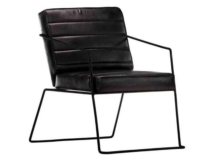 Chaise intérieure moderne Fauteuil Noir Cuir véritable(783）