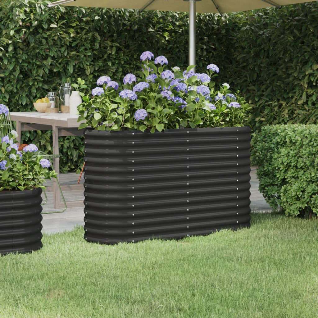 Dakota Fields Garden Raised Bed Powder-coated Steel Anthracite 68 cm x 114 cm x 40 cm