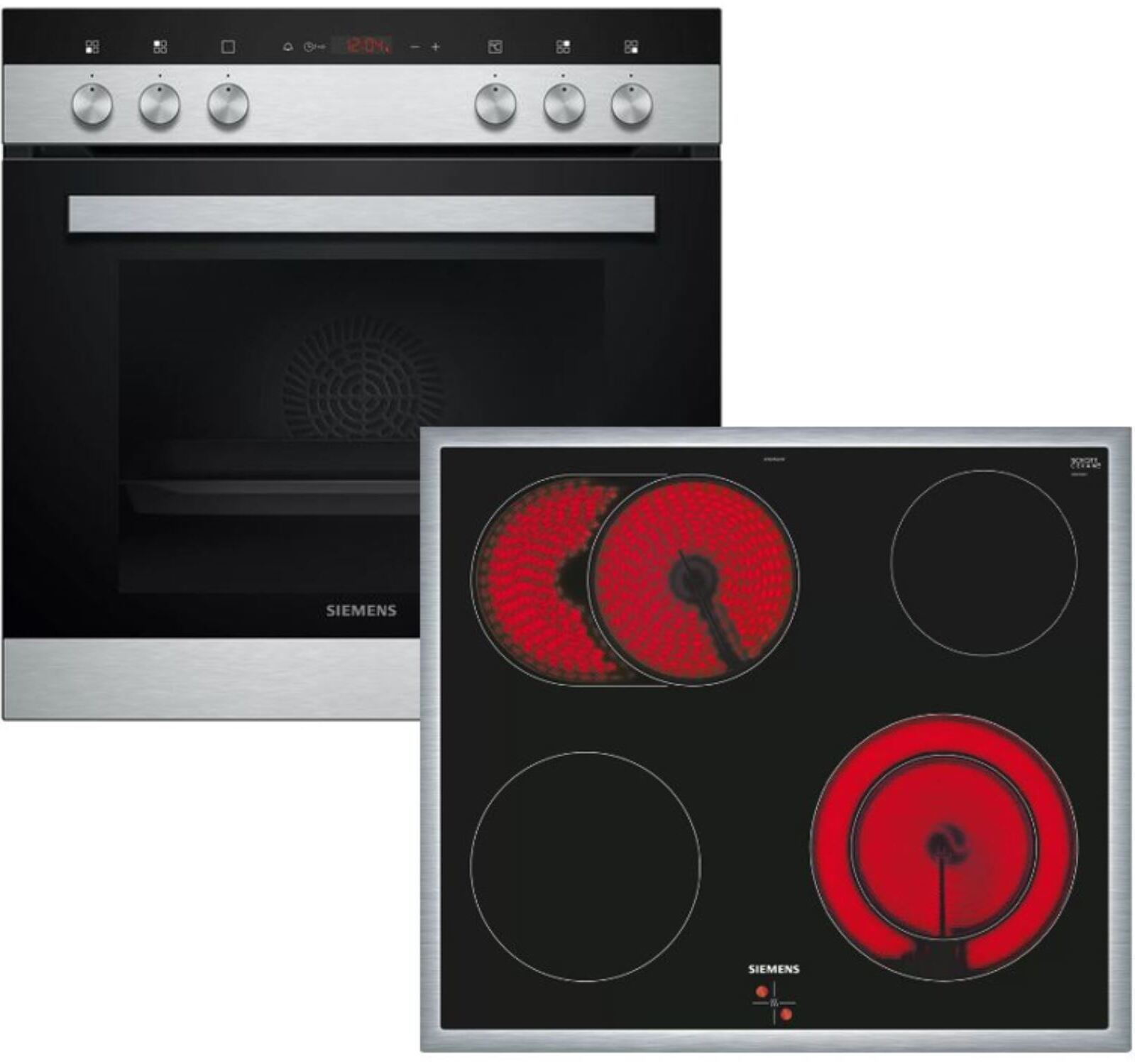 Siemens HE113FBS2+EA645GN17, Keramik, 4 Zone(n), Glaskeramik, Schwarz, Berührung, 58,3 cm