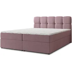 BOXBETT MERU 140x200 cm mit Matratze und Topper - Rosa