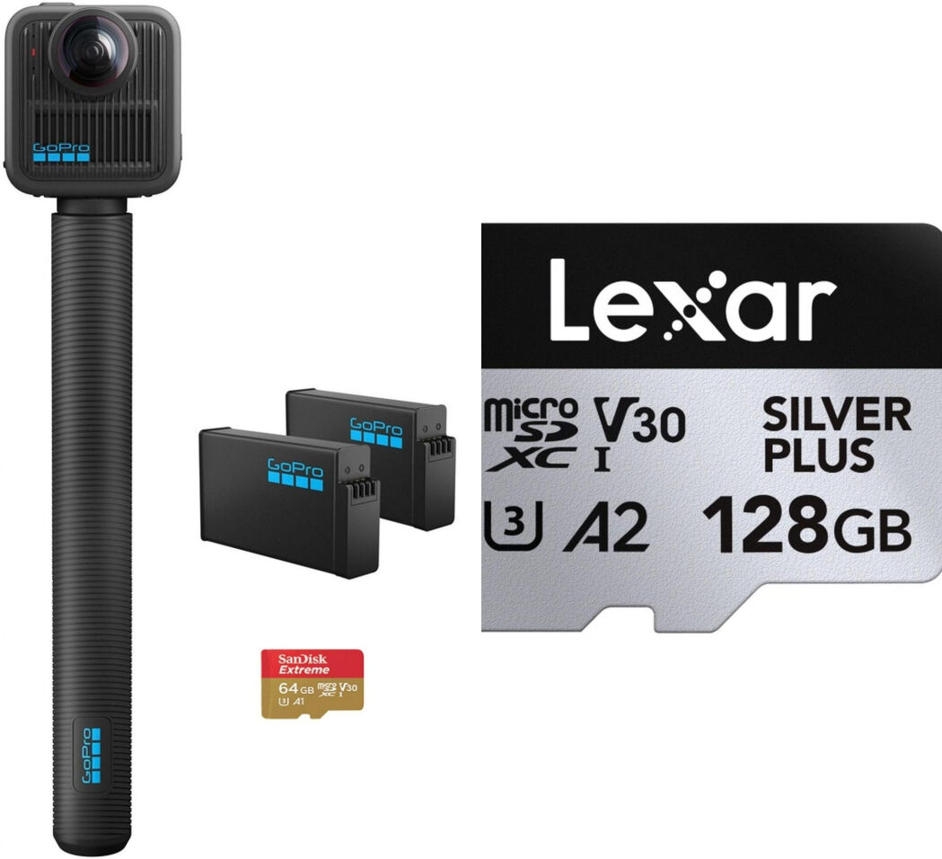 Pack d'accessoires GoPro MAX2 + carte microSDXC Lexar Silver Plus 128 Go V30