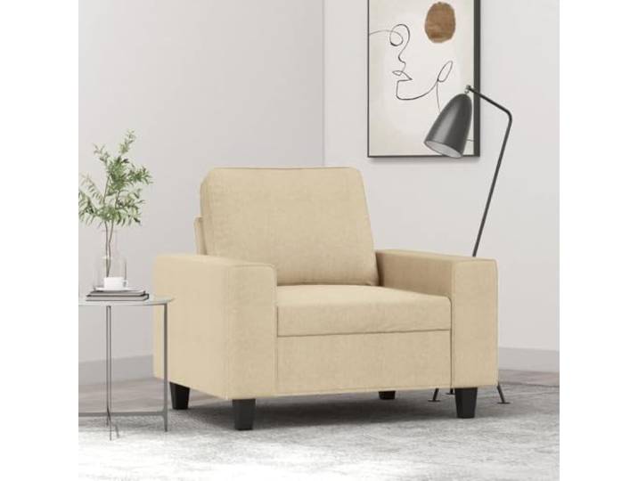 HEFZGDB Creme Stoff Sessel 60 cm Breite Moderner Wohnzimmer Sitzplatz mit Atmungsaktiver Bezug und Robustes Metallgestell für Langlebigkeit Bequeme Polsterung