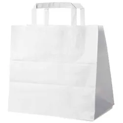 250 Weiße Papiertragetaschen 26 + 17 x 25 cm – Einkaufstaschen mit Innenhenkel