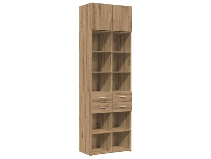 TEKGHUT Lagerschrank mit Regalen Artisan-Eiche 70 x 42,5 x 225 cm Holzwerkstoff,verstellbare Regale,offene Fächer,geschlossene Fächer,Scharnier-Türen,modularer Aufbau,Bücher,Kleidung,Deko