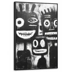 LEINWAND Bilder mit Rahmen - Malerei - Figuren - Schwarz - Abstrakt - 60x90