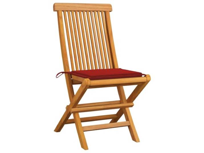 VIHHQGC Klappstühle mit Roten Kissen, 4 Stück, Massivholz Teakholz Teakholz, technisch getrocknet, fein geschliffen, glatte Textur, leichte Reinigung, flexibel umstellbar, zusammenklappbar,