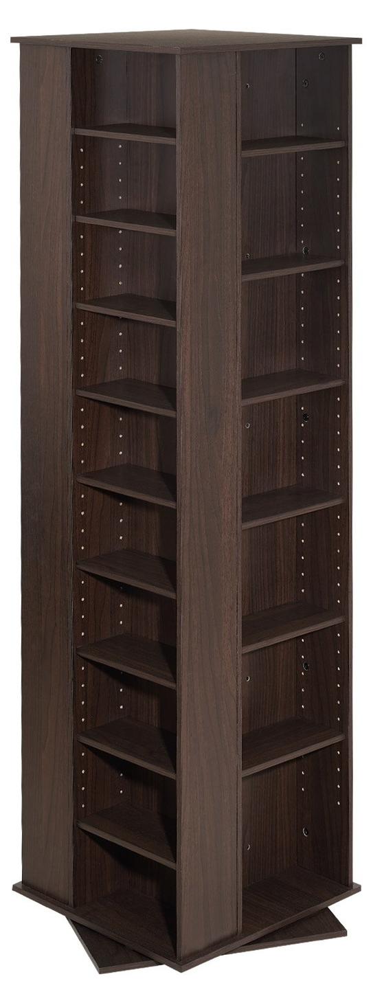 Medienregal, CD-Ständer, drehbarer Medienregal mit 34 Fächern für CDs, DVDs, Bücher und Spiele, DVD-Ständer für Wohnzimmer, Homeoffice und Tonstudio, braun