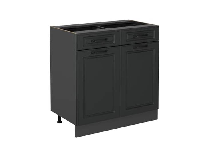Vicco Küchenunterschrank R-Line, Anthrazit Landhaus, 80 cm MDF-Front · Ohne Arbeitsplatte · Höhenverst. Füße · 2 Türen · Leichter Zugriff