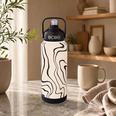 BCBG Signature Sip Hydration Stainless Steel Tumbler with Flip Top Lid and Silicone Boot - 32 oz
