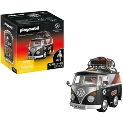 PLAYMOBIL 72313 Volkswagen T1 Camper – Fußballfan-Edition mit Figur & Zubehör, fahrbares Fahrzeug