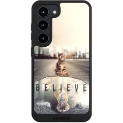 Nivocase Handyhülle für Samsung Galaxy S23 Hülle NIVOpure Case Schwarz Motivation Tiere Tiger (Samsung Galaxy S23), Smartphone Hülle, Schwarz