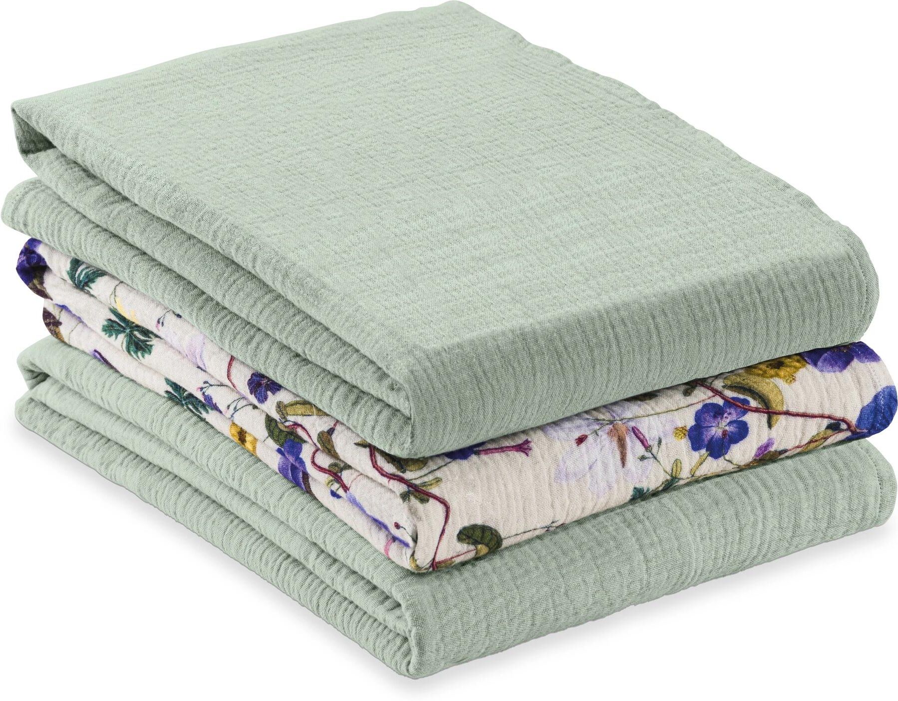 Schnuffeltuch HAUCK "Cuddle N Clean 3Set Sage-Beige-Floral", Baby, beige, grün, Baumwolle, Schnuffeltücher Schnuffeltuch beige, grün Einheitsgröße