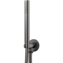 Steinberg Serie 100 Handbrausengarnitur mit integriertem Brauseanschlussbogen, Stabhandbrause, 1001670BGM, Farbe: Brushed Gun Metal