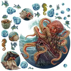AUFKLEBER 130x156 cm Unterwasserwelt Oktopus