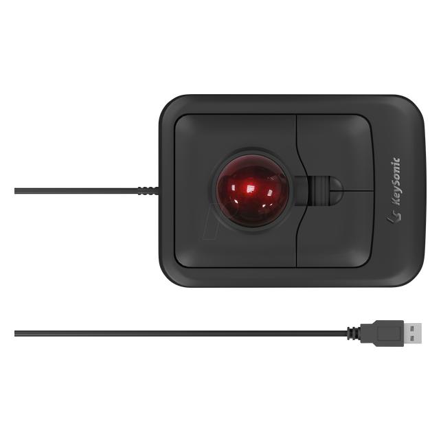 KeySonic Maus optisch Trackball USB-A, ergonomisch, schwarz (Kabelgebunden) (KSM-4006-UT)