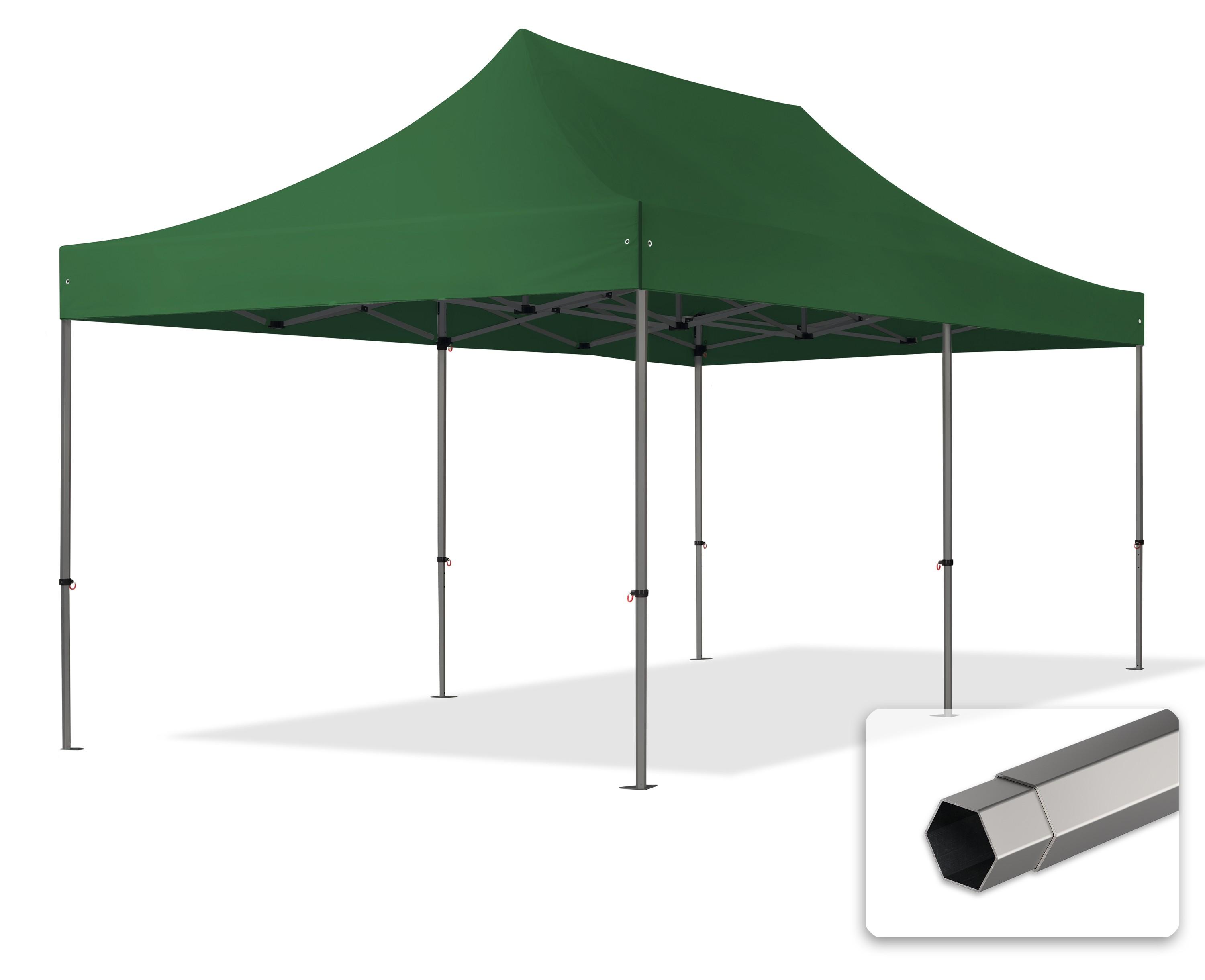 TOOLPORT 3x6m Stahl Faltpavillon, ohne Seitenteile, dunkelgrün