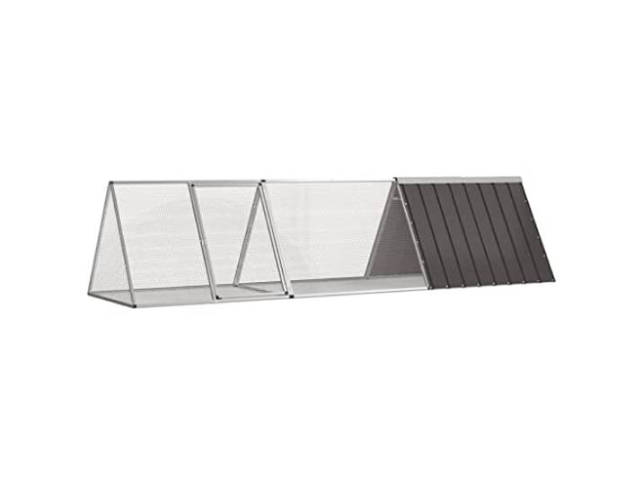 Kaninchenkäfig Anthrazit 302,5x80,5x71 cm Verzinkter Stahl Mit Flügeltür, abschließbarem Riegel, Netzdesign, Erweiterungskäfig für Spiel und Training